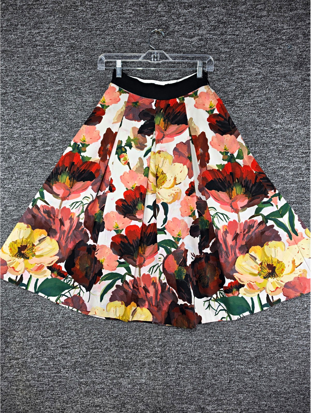 White House Black Market Women's Multicolor Floral Pleated A-Line Knee Skirt 00